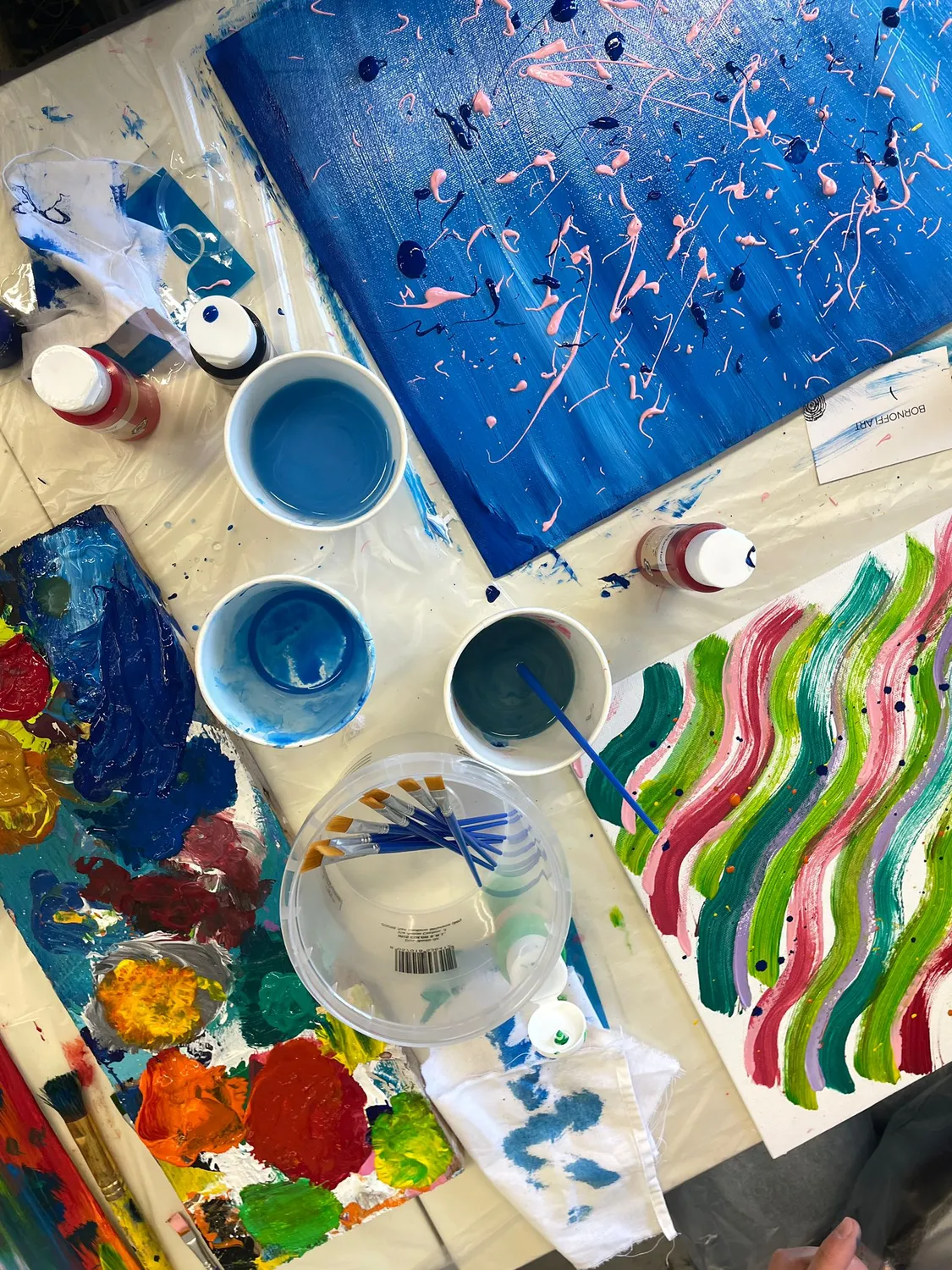 Colori, pennelli e tavolozza dell'Art Workshop di Beatilla